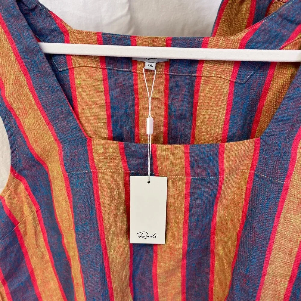 Striped Wide-Leg Linen-Blend Pants in Blue and Pink - Picture 6 of 13